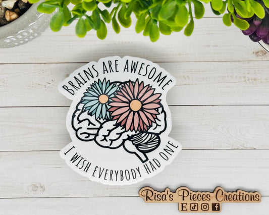 Brains are Awesome Funny Sticker for Laptop, Stocking Stuffer For Friend, Snarky Water bottle Stickers, For Coworkers, Sarcastic Gen Z Gift