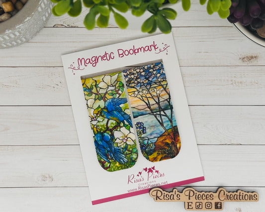 Tiffany Stained Glass Magnetic Bookmarks, Reading Accessories, Planner Clip, Gift for Book Lover, Stocking Stuffer for Her, Book Club Gift